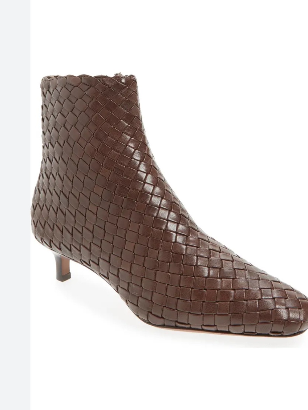 Loeffler Randall Brown Woven Leather Ankle Booties with Kitten Heel - Picture 2 of 9